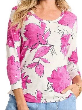 Tommy Bahama Ashby Isles Gilded Petals Scoop Neck 3/4 Sleeve Tee